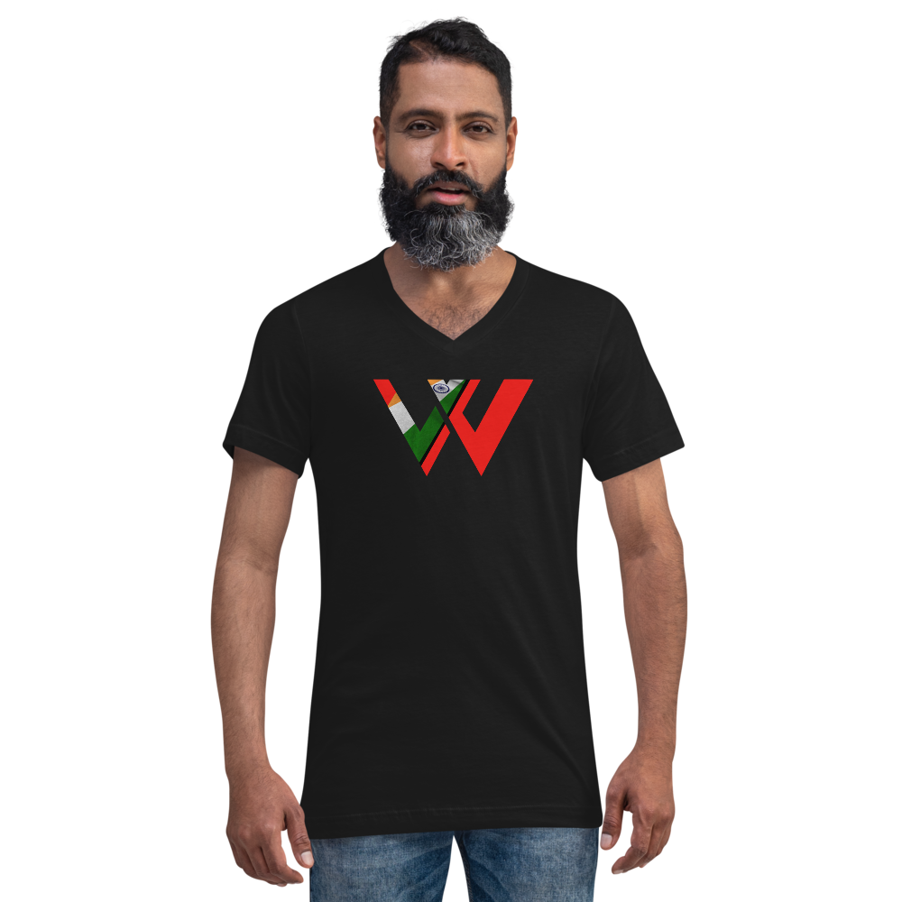 India Flag Short Sleeve V-Neck T-Shirt - Image 2