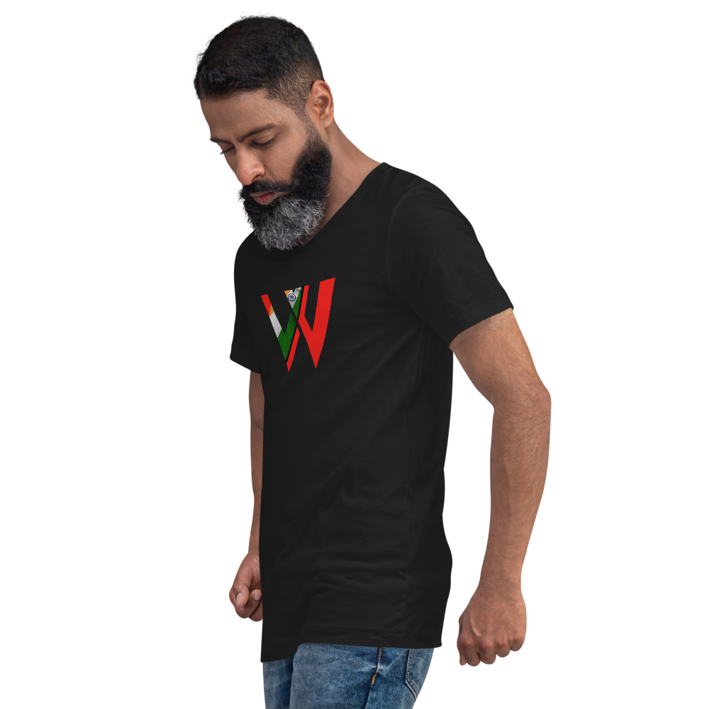 India Flag Short Sleeve V-Neck T-Shirt - Image 3