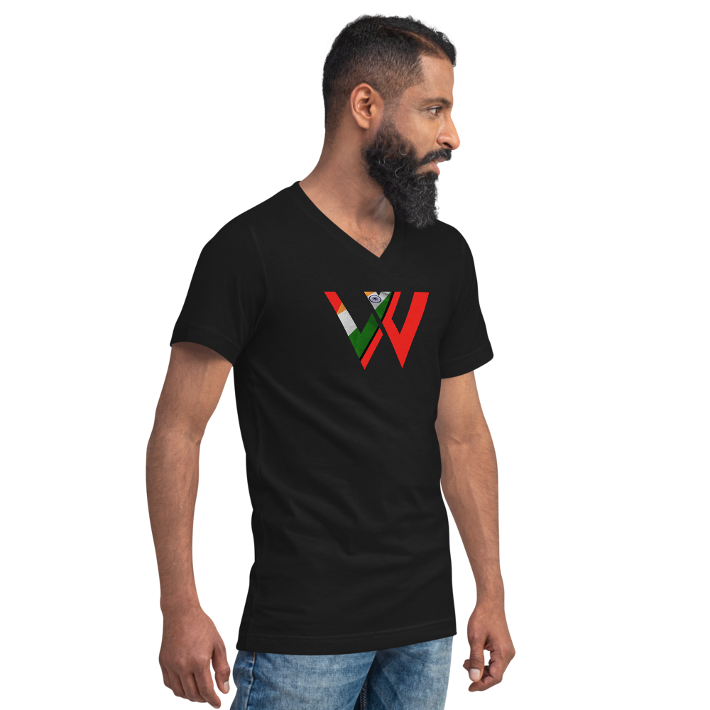 India Flag Short Sleeve V-Neck T-Shirt - Image 4