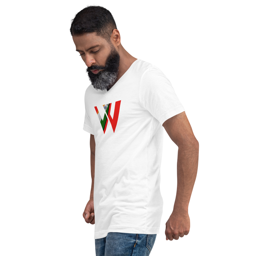 India Flag Short Sleeve V-Neck T-Shirt - Image 5