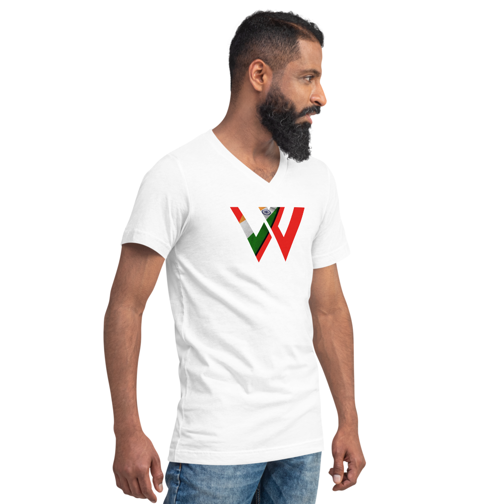 India Flag Short Sleeve V-Neck T-Shirt - Image 6